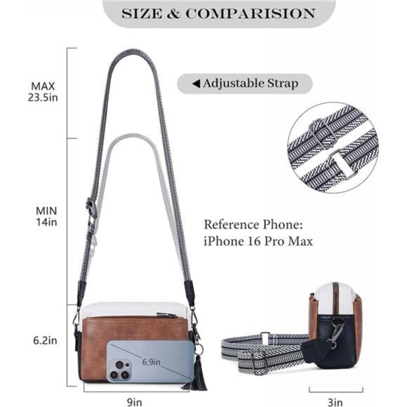 Triple Zip Small Crossbody Bag for women, Brown mix - Picture 5 of 6